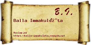 Balla Immakuláta névjegykártya